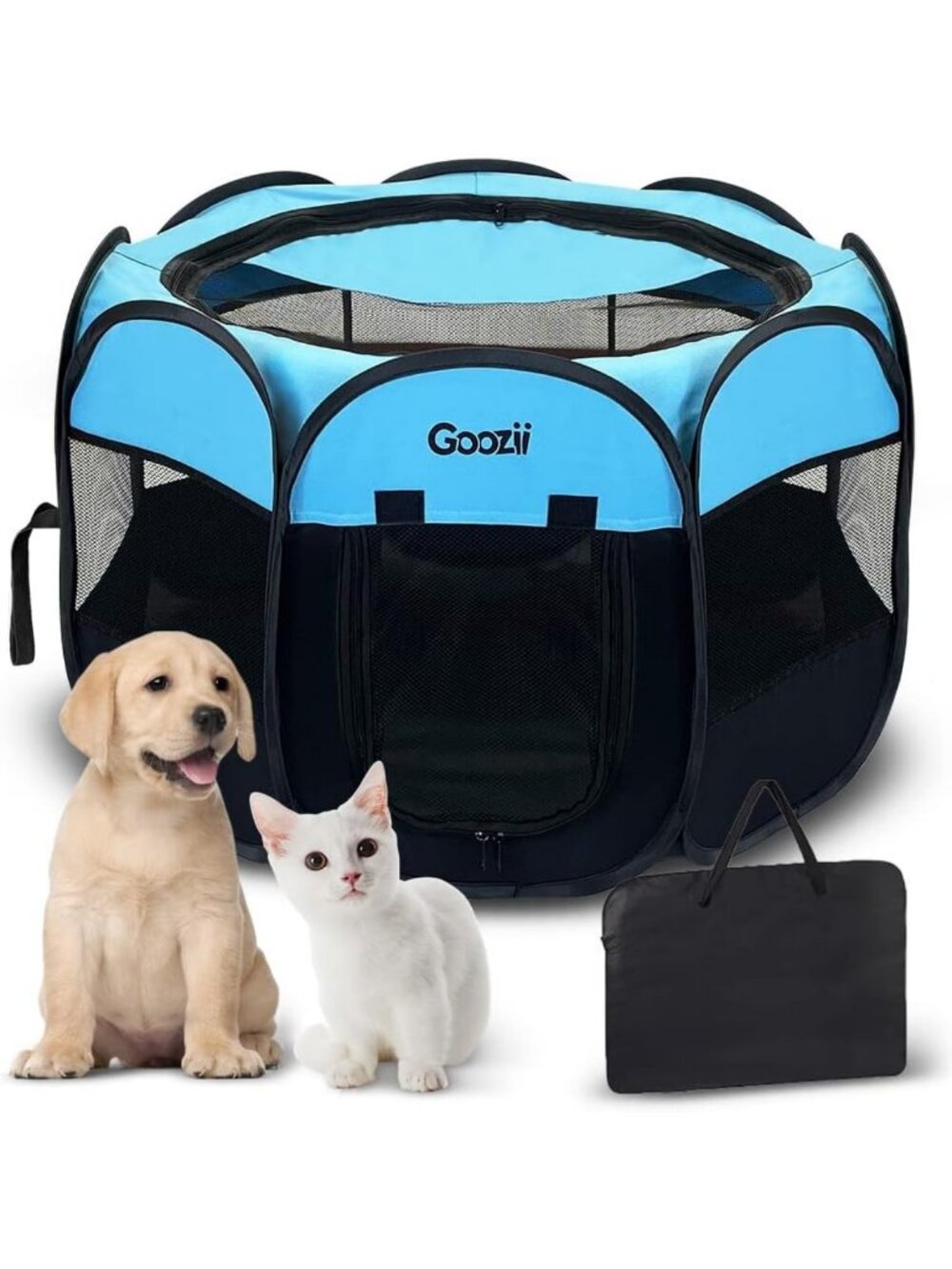 Portable Collapsible Dog Playpen - Indoor/Outdoor Pet Exercise Pen with Zipper